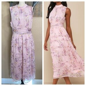 Lulu's Lavender Floral Midi Dress